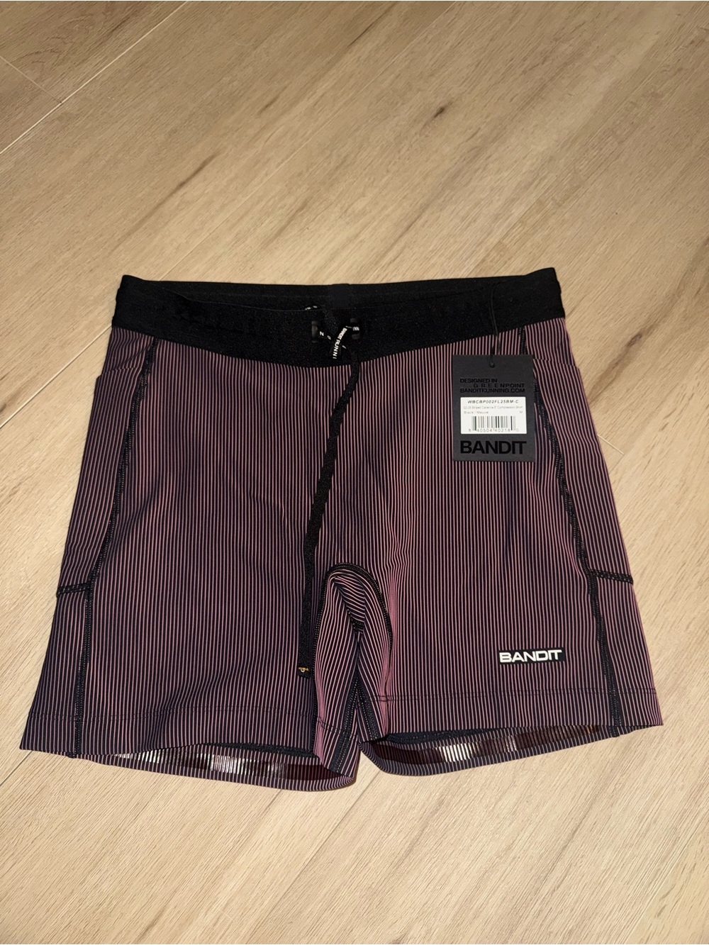 Bandit Women's Black & Burgundy Pinstripe Athletic Shorts